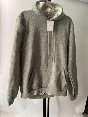 Light Gray Women's Hooded Sweatshirt with Bead-Tip Drawstrings